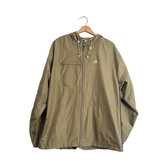 Vintage 90's Adidas Revolution FZ Hooded Windbreaker Jacket Iguana Green L